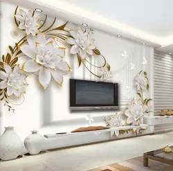 Modern 3D wallpaper for living room photo
