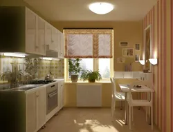 Дизайн квадратной кухни с окном