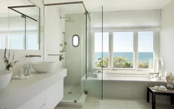 Design of a bath with toilet 6 sq m with a window
