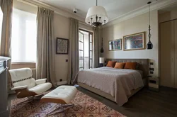 Bedroom with two windows on one wall interior