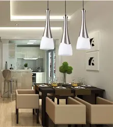 Modern ceiling lamps in the kitchen interior