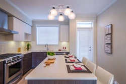 Modern ceiling lamps in the kitchen interior