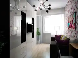Living room photo design in an apartment with access to a balcony