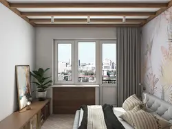 Living room photo design in an apartment with access to a balcony