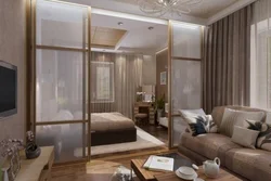 Design of a one-room apartment with a partition for the bedroom