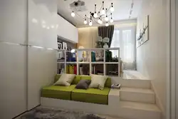 Design of a one-room apartment with a partition for the bedroom