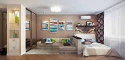 Design of a one-room apartment with a partition for the bedroom