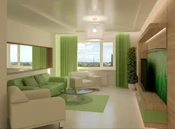 White green living room interior
