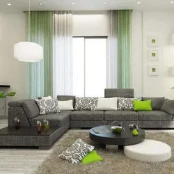 White Green Living Room Interior