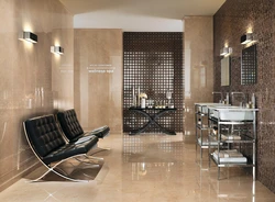 Porcelain tiles in the bathroom interior