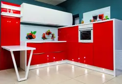 Photo design red and white kitchen