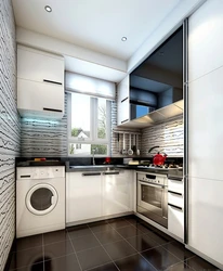 Kitchen design with washing machine in modern style