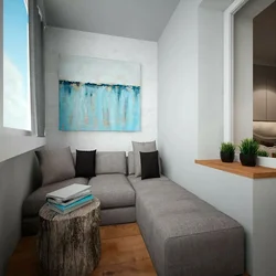 Photo of the interior of a one-room apartment with a balcony