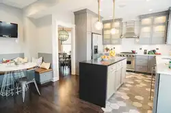 Kitchen floor in interior photo