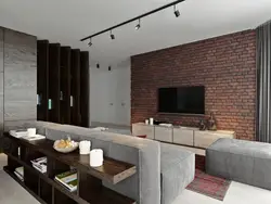 Müasir loft üslubunda qonaq otağı ilə mətbəx dizaynı