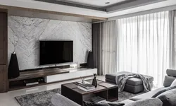 Living room with marble wall design