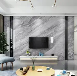 Living room with marble wall design