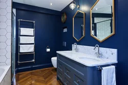 Small bathroom design blue