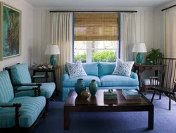 Curtains in the color of the sofa in the living room interior