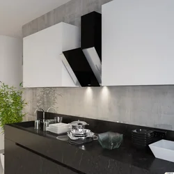 Kitchen design with black hood