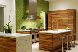 Combination Of Wood Colors In The Kitchen Interior Photo