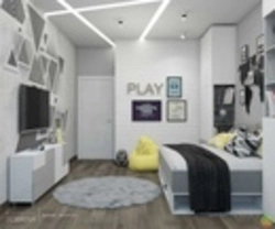 Design of a teenager's room in a modern style for a boy in an apartment