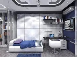 Design of a teenager's room in a modern style for a boy in an apartment