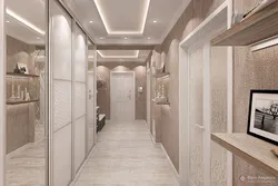 Hallway design with a wardrobe in light colors