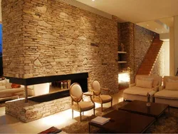Apartment interior with natural stone