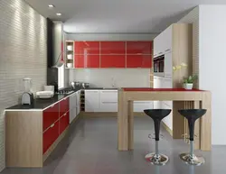 Red-gray kitchen interior