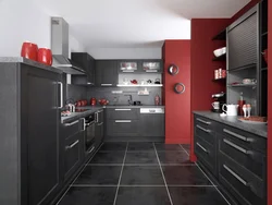 Red-gray kitchen interior