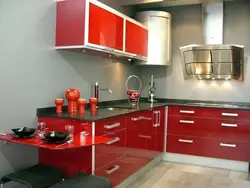 Red-Gray Kitchen Interior