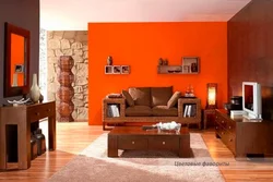 Gray and orange in the living room interior