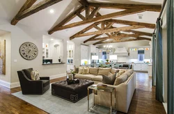 Living room with beams photo