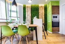 Kitchen interior with green floor