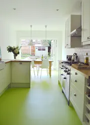 Kitchen Interior With Green Floor