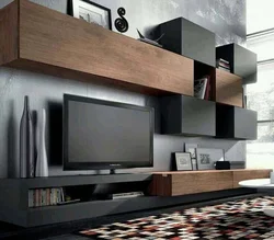 Wall cabinet in the living room in a modern style photo
