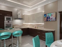 Turquoise kitchen living room design photo