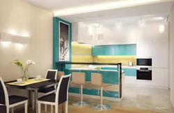 Turquoise kitchen living room design photo