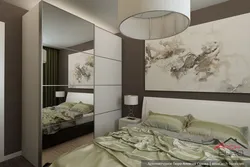Photo of a bedroom in an apartment with a wardrobe