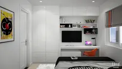 Photo of a bedroom in an apartment with a wardrobe