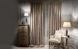 Velvet Curtains In The Interior Of A Living Room In Style