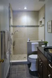 Bathroom Shower Made Of Tiles Combined With Toilet Photo