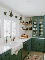 Kitchens without wall cabinets in the interior of a country house
