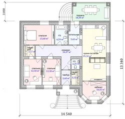 One-story house with two bedrooms and a kitchen-living room photo