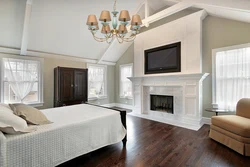 TV And Fireplace On One Wall In The Living Room Interior