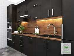 Kitchens In Black With Wood Photo
