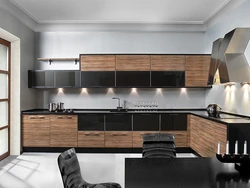 Kitchens in black with wood photo