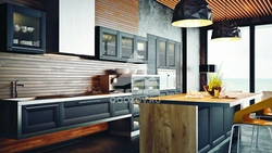 Kitchens in black with wood photo