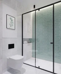 Glass partitions for bathroom sliding photo